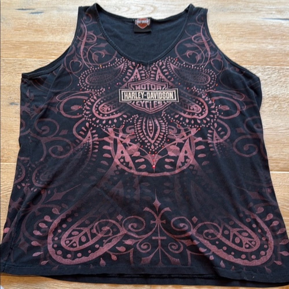 Harley-Davidson Black and Pink Tank Top